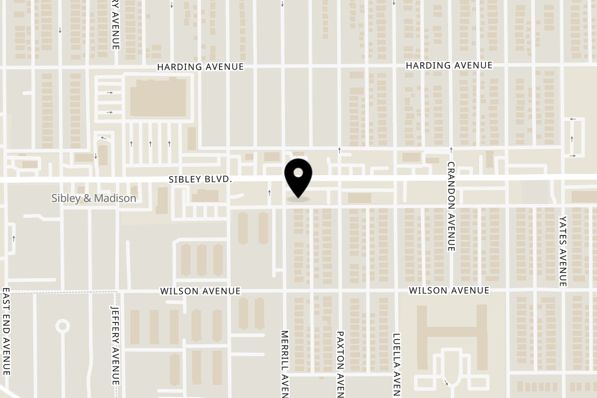 Map showing the location of Highly Flavored Chicago City Grill on 1819 Sibley Blvd in Calumet City